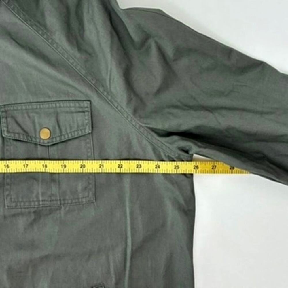NWT Women's Olive Green Cotton Utility Jacket with Embroidered Roses - Plus 2X - Picture 6 of 10